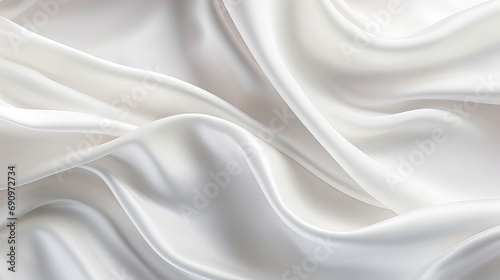 A close up of a white abstract satin fabric, luxury fabric design background