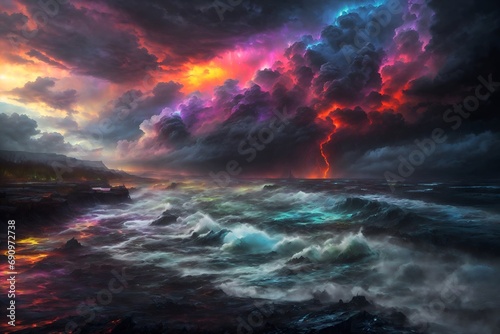  beautiful storm clouds over an ocean with ocean waves