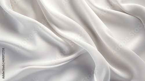 A close up of a white satin cloth, abstract background, luxury fabric design  photo