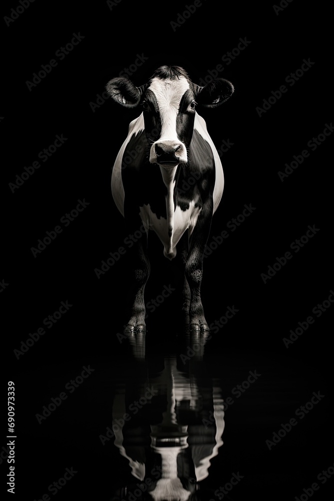 cow - black and white portrait