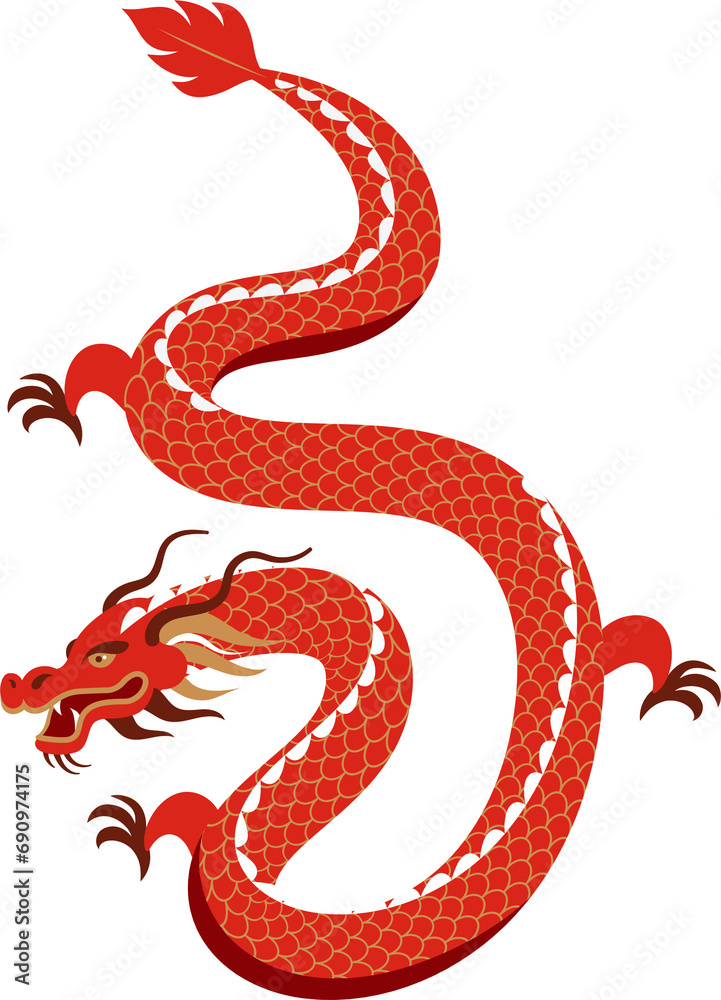 Obraz premium Chinese New Year 2024 - Year of the Dragon, Chinese zodiac symbol, Lunar new year red dragon concept.