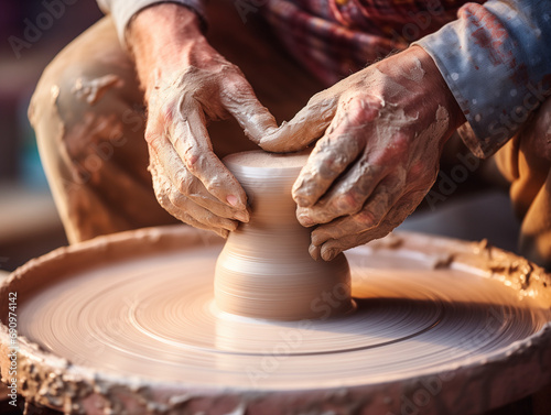 A Person Learning A New Skill Or Craft Like Pottery Or Knitting