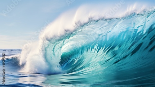 Blue ocean wave. Big waves breaking on an reef along © Crazy Dark Queen