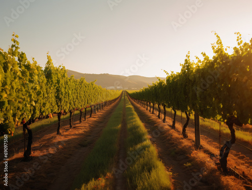 A vineyard with rows of grapevines © Marcel