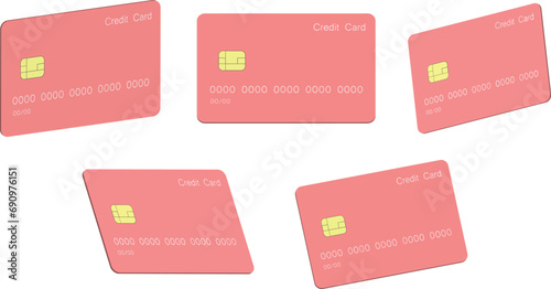 3D icon vector of a credit card, This versatile illustration offers five perfective angles, Ideal for projects related to finance, banking, and digital transactions.