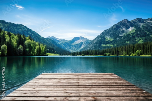 Landscape mountains summer view travel scenery green water lake nature