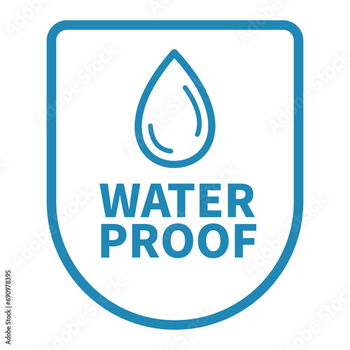 Water Promotion Sign In Blue Line Unique Sheild Shape For Product Label Promotion Business Marketing Social Media Information
