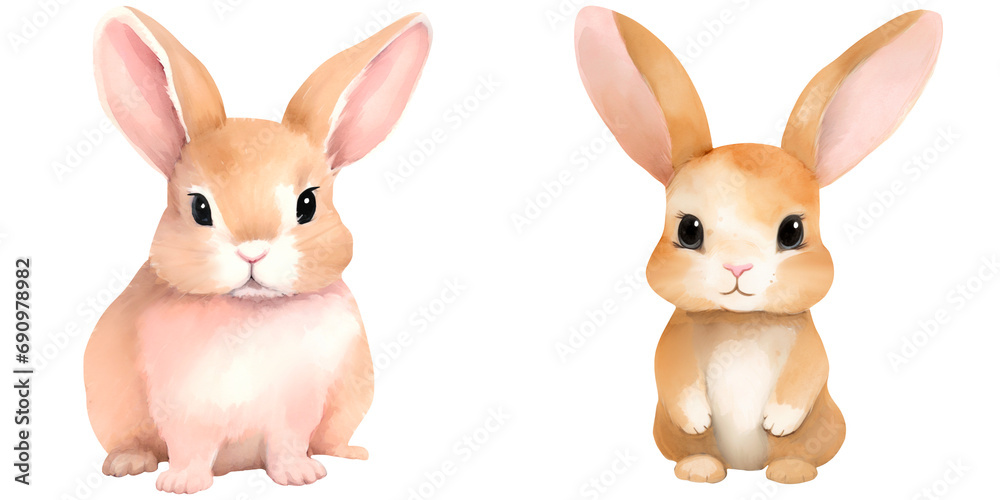 rabbit in watercolor on a transparent background rabbit in watercolor on a transparent background