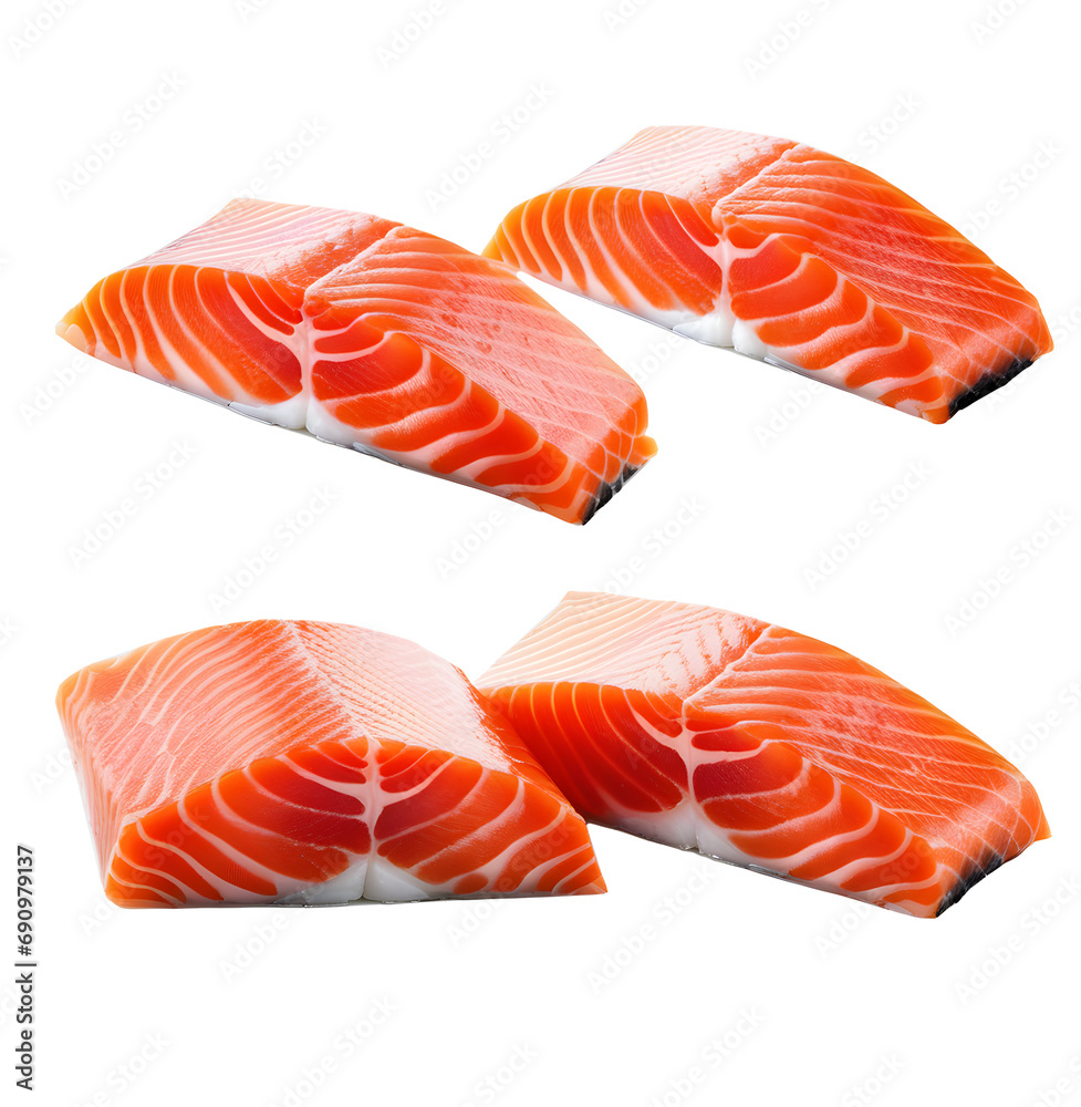 Raw salmon fillet isolated on transparent or white background Raw salmon fillet isolated on transparent or white background