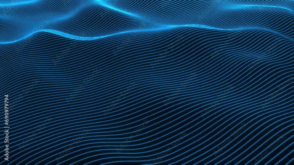 Abstract blue technology concept 3d wavy stripes and lines background, 4k loop Abstract blue technology concept 3d wavy stripes and lines background, 4k loop