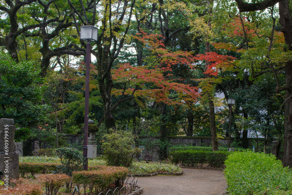 東京港区赤坂7丁目にある高橋是清翁公園の秋