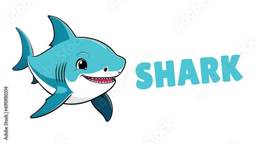 Video Easy Animated animals Shark for kids learning, Fun learning for kids, 4K Quality photo