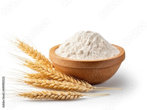 Wheat flour isolated on white background
