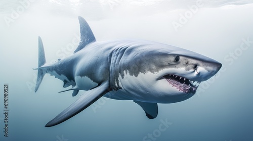 Underwater Encounter  Great White Shark in Natural Habitat