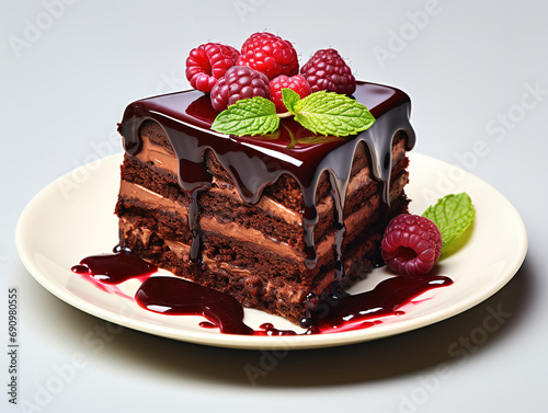 Indulgent chocolate cheesecake with fresh berry decoration