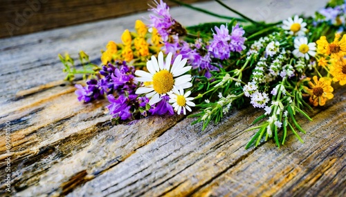 庭で取れた美しいハーブの花