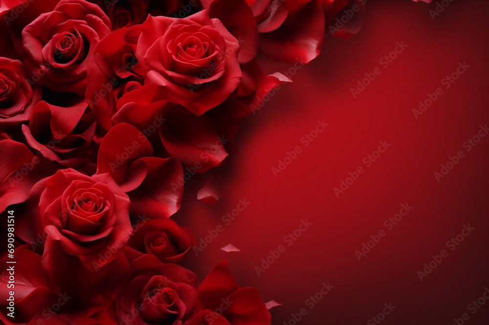 Red rose petals will fall on abstract floral background with gorgeous rose petal greeting card design Red rose petals will fall on abstract floral background with gorgeous rose petal greeting card design