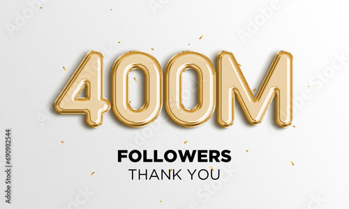 400 Million followers celebration. Social media poster. Followers  thank your lettering. 3D Rendering