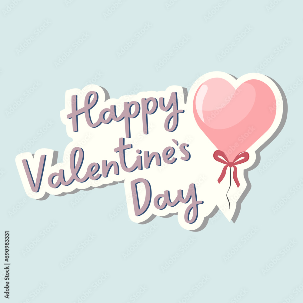 Cute vector love sticker. Happy Valentines day quote. Romantic vector icon in pastel colors