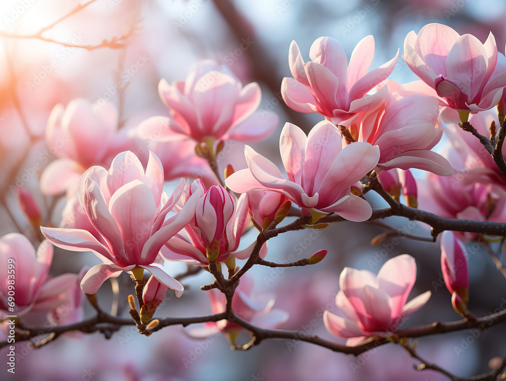 Japanese peach tree blossom in daylight Japanese peach tree blossom in daylight
