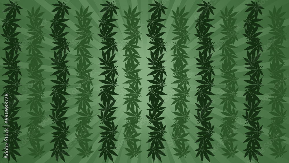 Cannabis leaves illustration pattern on green background wallpapers banner. Marijuana leaves template design art blank with place for text area Cannabis leaves illustration pattern on green background wallpapers banner. Marijuana leaves template design art blank with place for text area