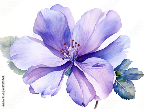 Watercolor drawing, transparent flower. purple rose and transparent leaves © MDRobiul