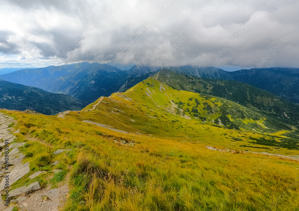 Fototapeta premium Mountains landscape panorama to the top of Kasprowy Wierch Poland