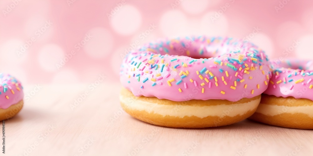 Sweet donut, blurred background. AI generated illustration Sweet donut, blurred background. AI generated illustration