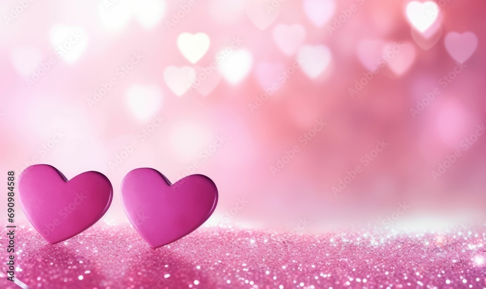Pink heart in Valentine's card