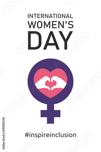 International women's day concept poster. Inspire inclusion woman illustration background. 2024 women's day campaign theme - InspireInclusion. Gender equality