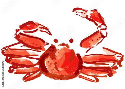 ズワイガニ和風手描きイラスト
