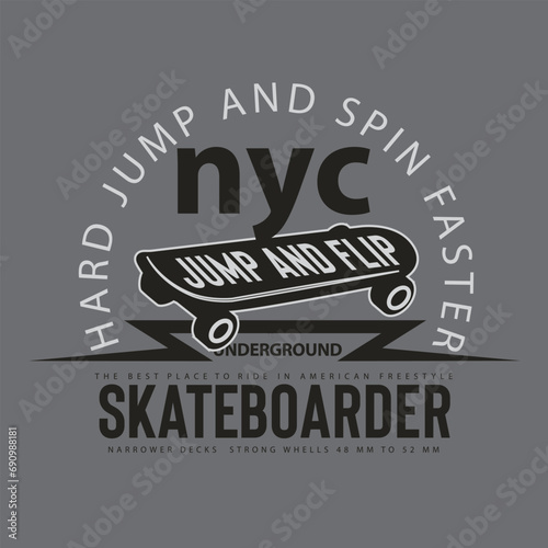 vector illustration of new york city and skateboard