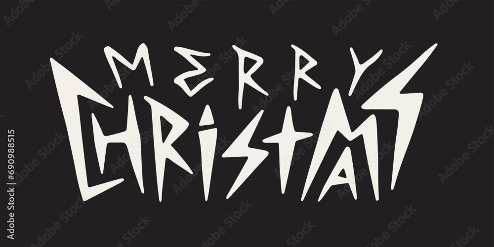 Merry Christmas lettering in rock metal style. Party celebration card. Vector illustration. Merry Christmas lettering in rock metal style. Party celebration card. Vector illustration.