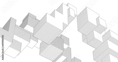 abstract modular architecture 3d rendering	
