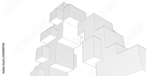 abstract modular architecture 3d rendering	
