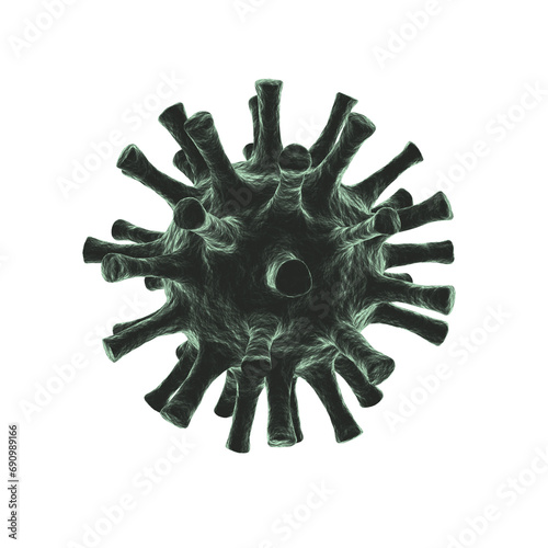 Close up virus cells isolated on white background