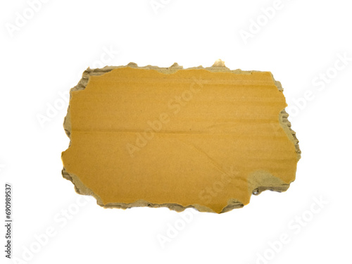 Piece of torn cardboard isolated on white