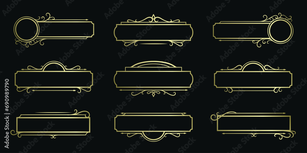 Golden Luxury Vector Frame Set Collection