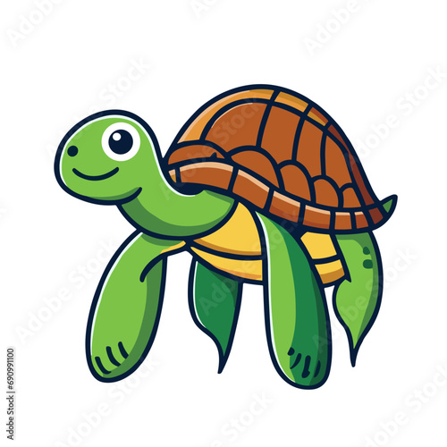 Cute turtle cartoon icon illustration