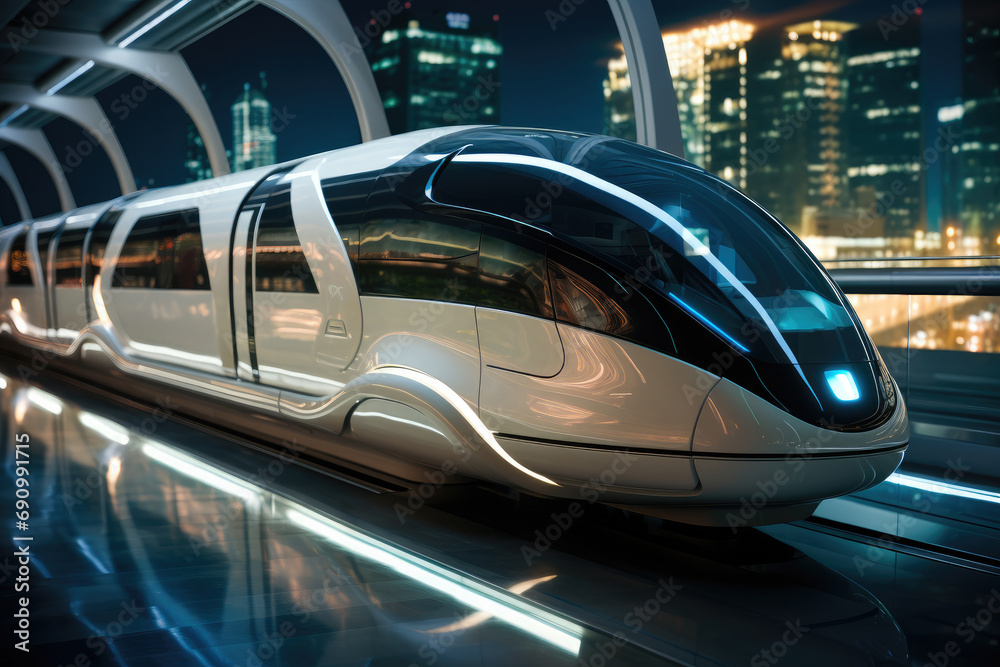 A futuristic levitation train.