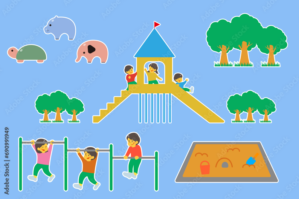 Obraz premium 公園で遊ぶ子供たち