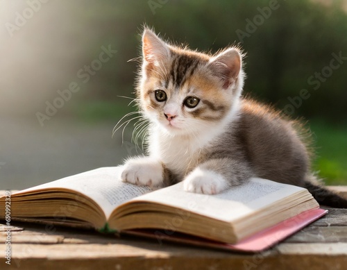 本を読む子猫