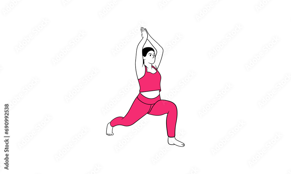 Young woman doing yoga exercises, practicing meditation and stretching. Female character in yoga studio or home. Trendy flat vector illustration. Young woman doing yoga exercises, practicing meditation and stretching. Female character in yoga studio or home. Trendy flat vector illustration.