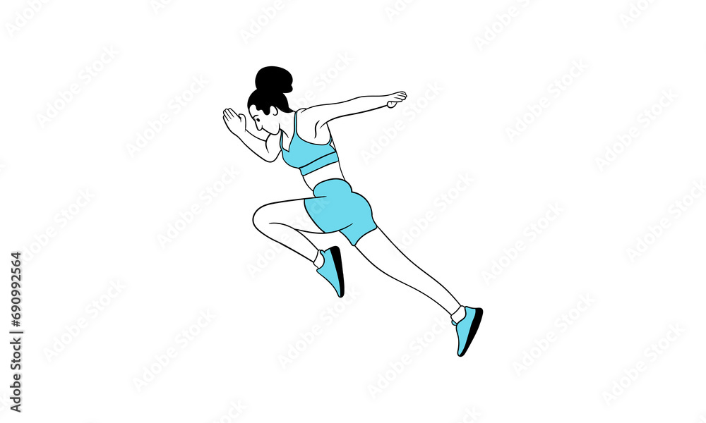 Young woman jogging. Active healthy lifestyle concept, running, city competition, marathons, cardio workout, exercise. Isolated vector illustrations Young woman jogging. Active healthy lifestyle concept, running, city competition, marathons, cardio workout, exercise. Isolated vector illustrations