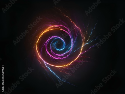 transparent glowing vortex, glowing lines, black background, for design, isolated