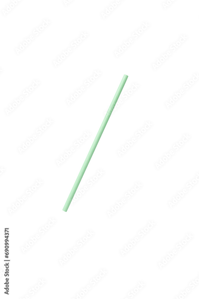 Top view of green paper straw isolated on white background Top view of green paper straw isolated on white background