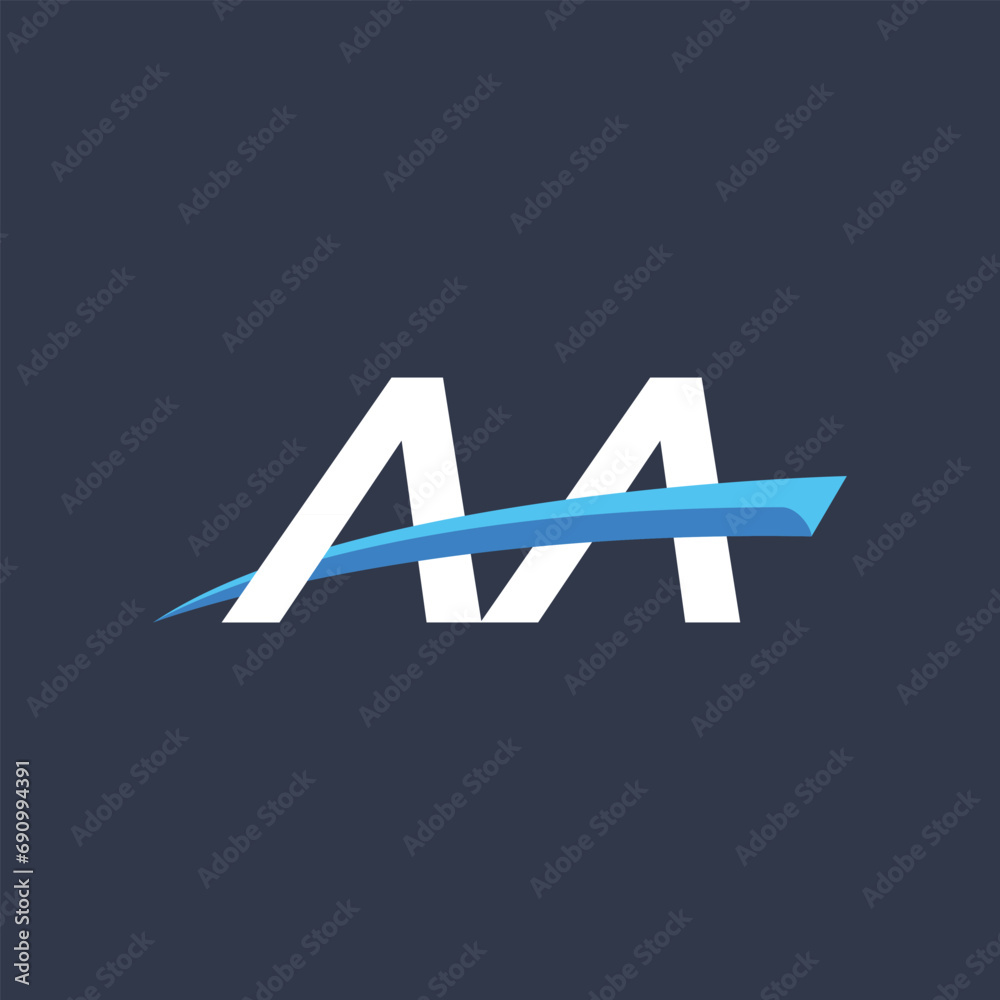 Initial letters AA illustrations designs with swoosh vector for company logo.