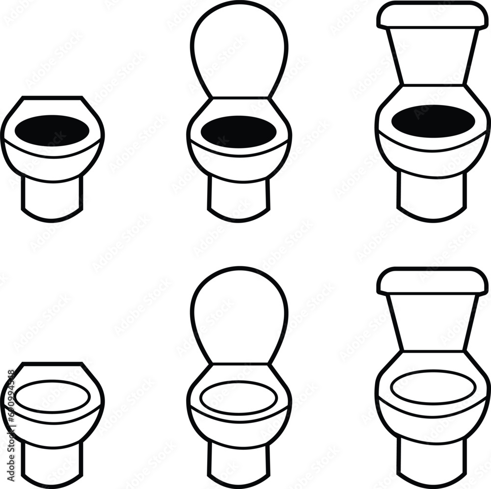 Bathroom toilet icons set in different style vector .collection of