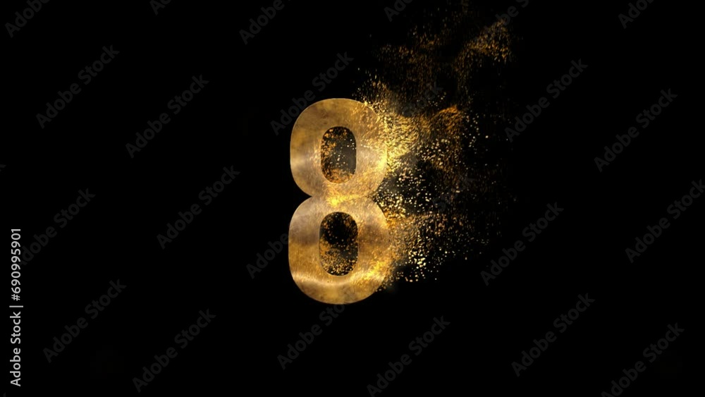Golden number 8 from particles, numbering, eight, golden numbers, alpha channel Golden number 8 from particles, numbering, eight, golden numbers, alpha channel