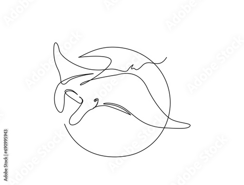 Continuous one line drawing of manta ray. Simple illustration of stingray fish line art vector illustration